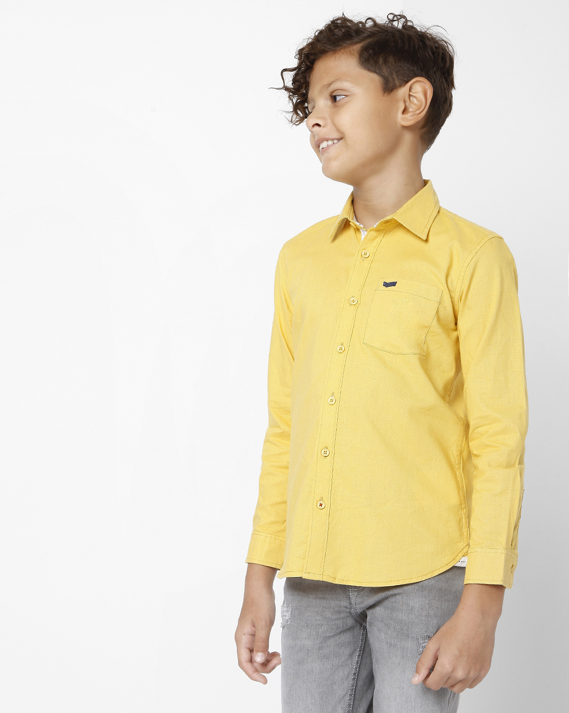 GAS KIDS Boys  Solid Yellow Shirt
